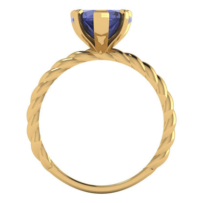 2 cttw Simulated Tanzanite Solitaire  Engagement Ring - Solid Yellow Gold (VVS1, Heart Cut,8.0mm)