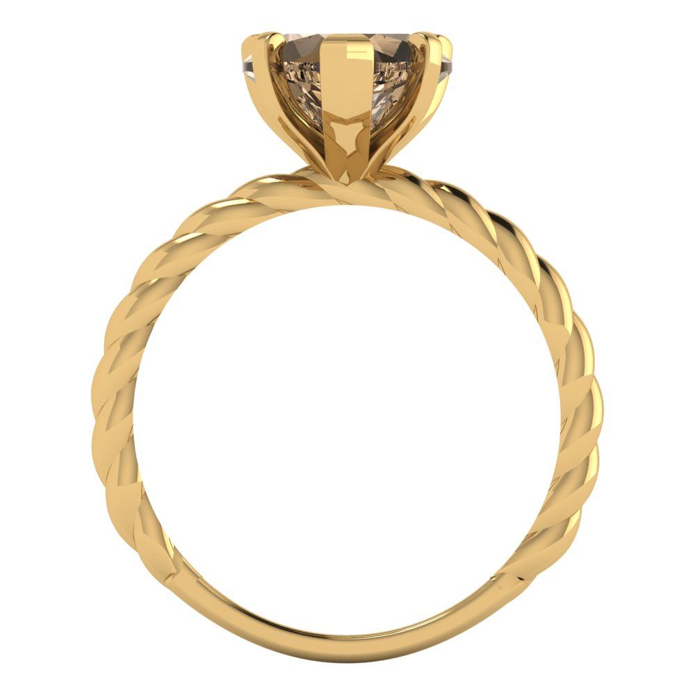 2 cttw Zirconia Simulated Champagne Diamond Solitaire  Engagement Ring - Solid Gold (VVS1, Heart Cut,8.0mm)