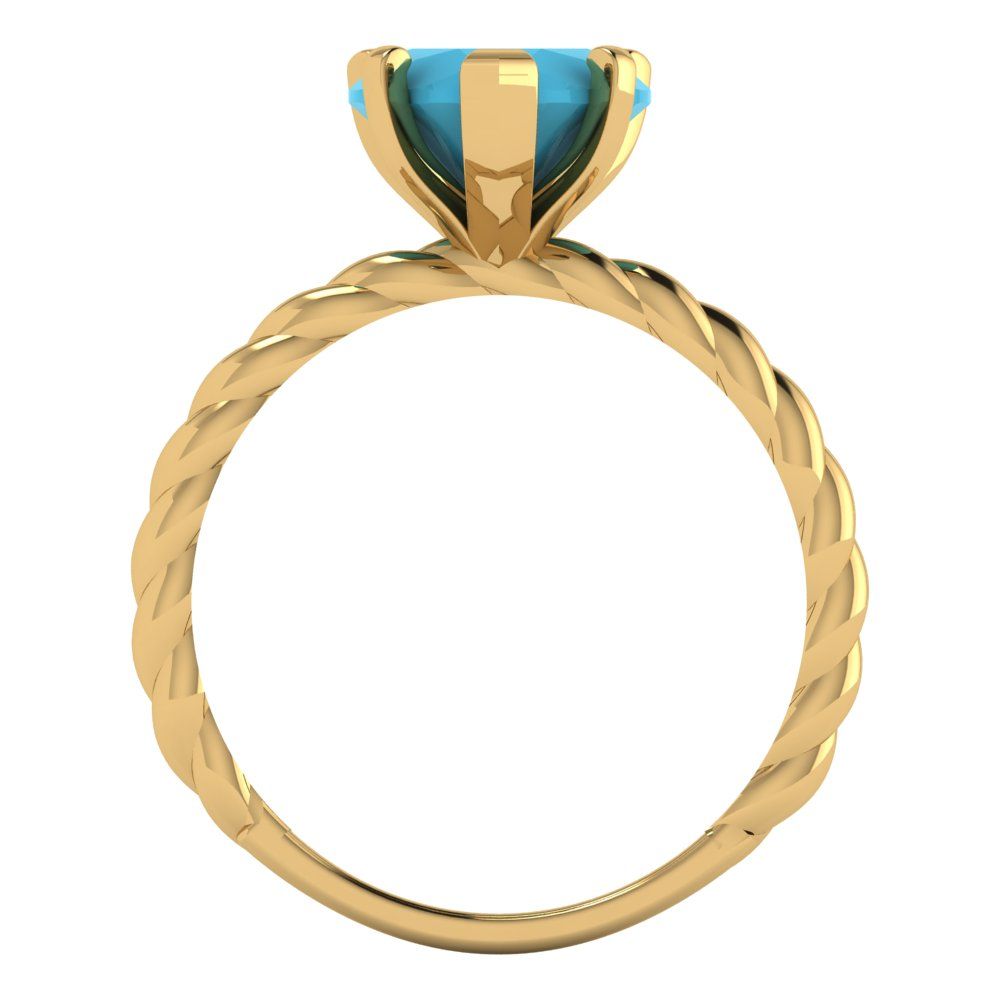 2 cttw Simulated Turquoise Solitaire  Engagement Ring - Solid Yellow Gold (VVS1, Heart Cut,8.0mm)