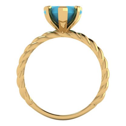 2 cttw Simulated Turquoise Solitaire  Engagement Ring - Solid Yellow Gold (VVS1, Heart Cut,8.0mm)