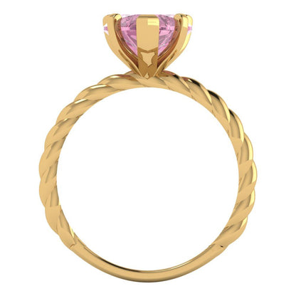 2 cttw Zirconia Simulated Pink Diamond Solitaire  Engagement Ring - Solid Yellow Gold (VVS1, Heart Cut,8.0mm)