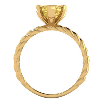 2 cttw Zirconia Simulated Yellow Diamond Solitaire  Engagement Ring - Solid Gold (VVS1, Heart Cut,8.0mm)