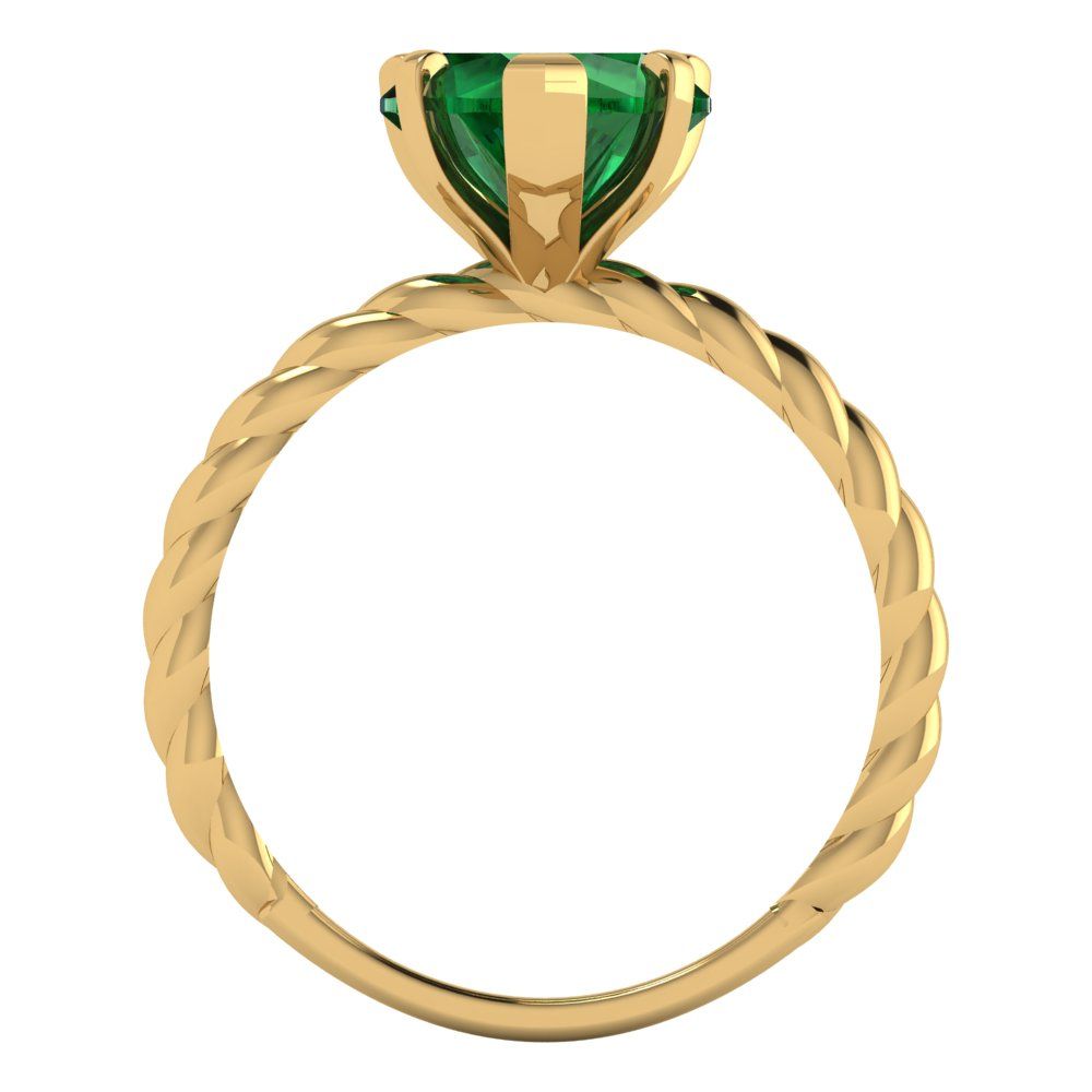 2 cttw Simulated Emerald Solitaire  Engagement Ring - Solid Gold (Heart Cut,8.0mm)