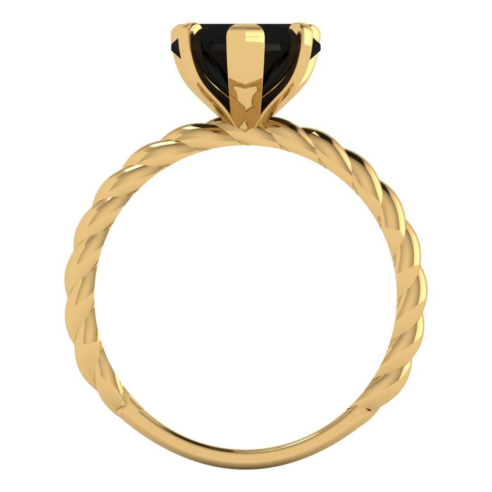 2 cttw Natural Onyx Solitaire  Engagement Ring - Solid Yellow Gold (VVS1, Heart Cut,8.0mm)