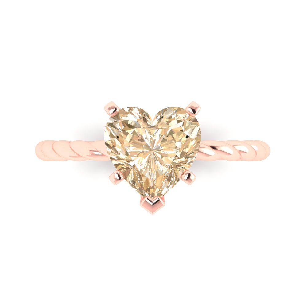 2 cttw Natural Morganite Solitaire  Engagement Ring - Solid Gold (Heart Cut,8.0mm)