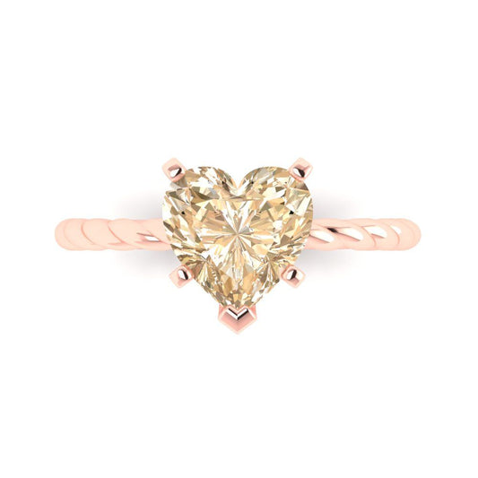 2 cttw Natural Morganite Solitaire  Engagement Ring - Solid Rose Gold (VVS1, Heart Cut,8.0mm)