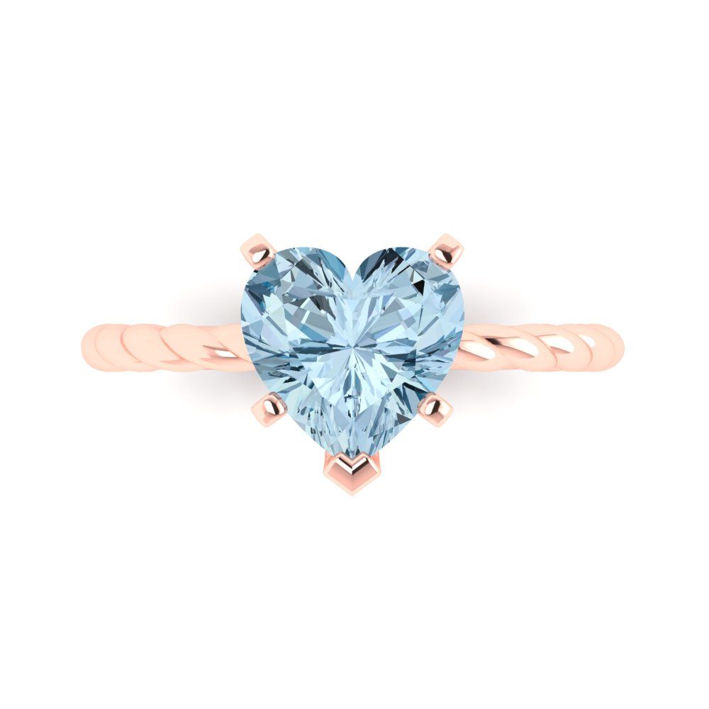 2 cttw Zirconia Simulated Blue Diamond Solitaire  Engagement Ring - Solid Rose Gold (VVS1, Heart Cut,8.0mm)