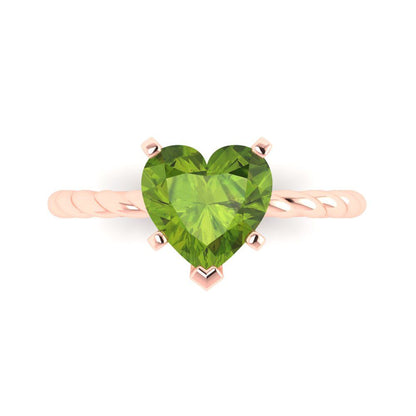 2 cttw Natural Peridot Solitaire  Engagement Ring - Solid Gold (Heart Cut,8.0mm)