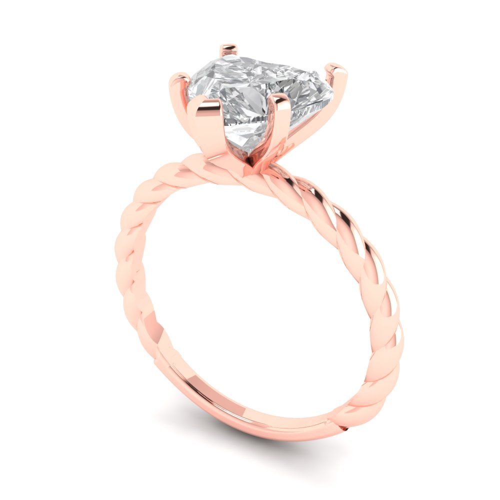 2 cttw Moissanite Solitaire  Engagement Ring - Solid Rose Gold (VVS1, Heart Cut,8.0mm)