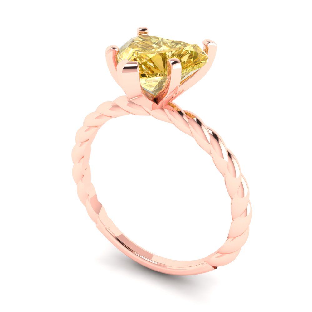 2 cttw Zirconia Simulated Yellow Diamond Solitaire  Engagement Ring - Solid Rose Gold (VVS1, Heart Cut,8.0mm)