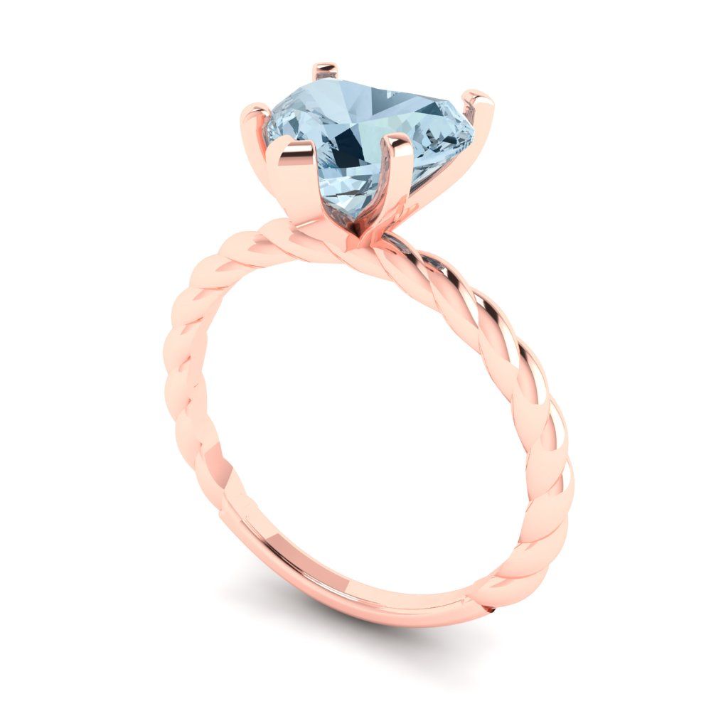 2 cttw Zirconia Simulated Blue Diamond Solitaire  Engagement Ring - Solid Rose Gold (VVS1, Heart Cut,8.0mm)