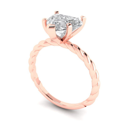 2 cttw White Sapphire Solitaire  Engagement Ring - Solid Rose Gold (VVS1, Heart Cut,8.0mm)