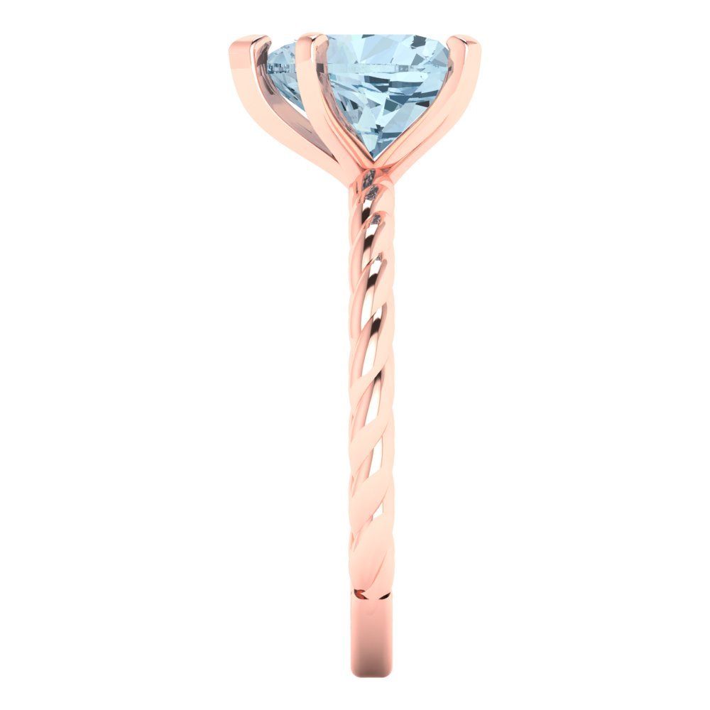 2 cttw Zirconia Simulated Blue Diamond Solitaire  Engagement Ring - Solid Rose Gold (VVS1, Heart Cut,8.0mm)