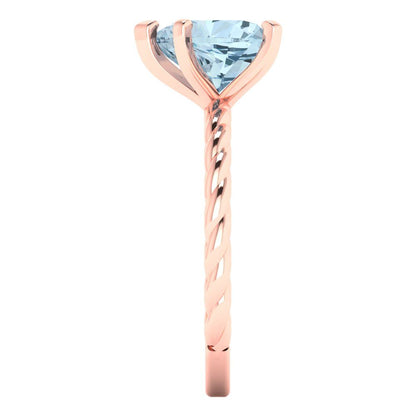 2 cttw Zirconia Simulated Blue Diamond Solitaire  Engagement Ring - Solid Rose Gold (VVS1, Heart Cut,8.0mm)