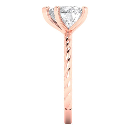 2 cttw White Sapphire Solitaire  Engagement Ring - Solid Rose Gold (VVS1, Heart Cut,8.0mm)