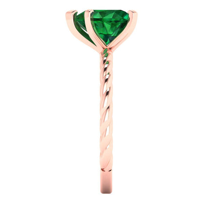 2 cttw Simulated Emerald Solitaire  Engagement Ring - Solid Gold (Heart Cut,8.0mm)