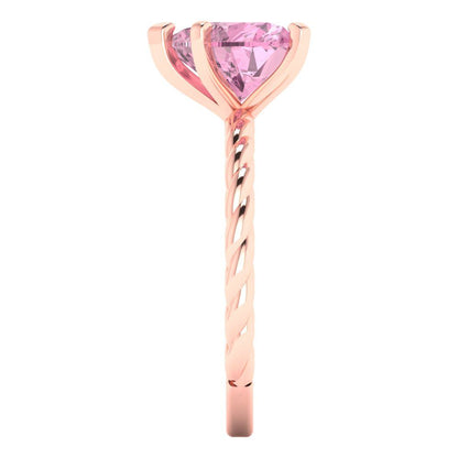 2 cttw Zirconia Simulated Pink Diamond Solitaire  Engagement Ring - Solid Rose Gold (VVS1, Heart Cut,8.0mm)