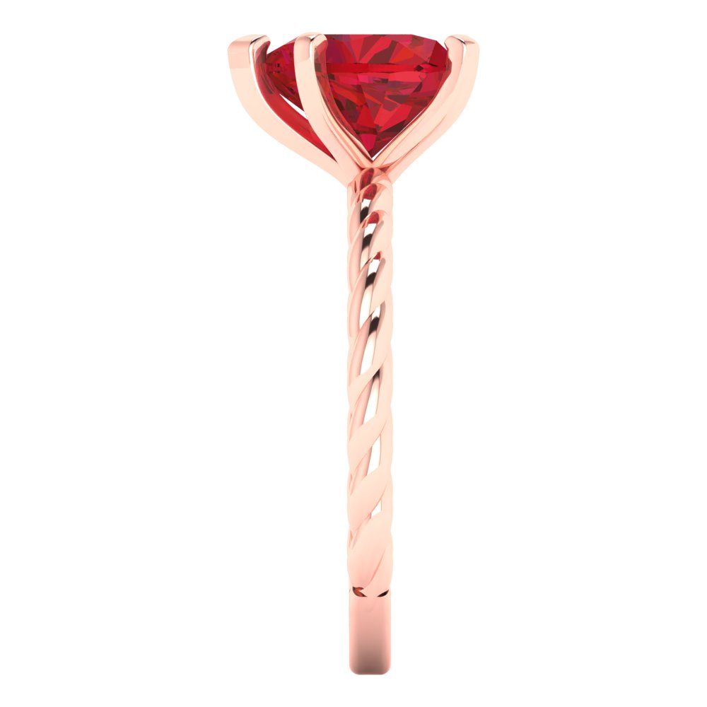2 cttw Simulated Ruby Solitaire  Engagement Ring - Solid Rose Gold (VVS1, Heart Cut,8.0mm)