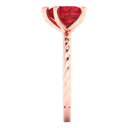 2 cttw Simulated Ruby Solitaire  Engagement Ring - Solid Rose Gold (VVS1, Heart Cut,8.0mm)