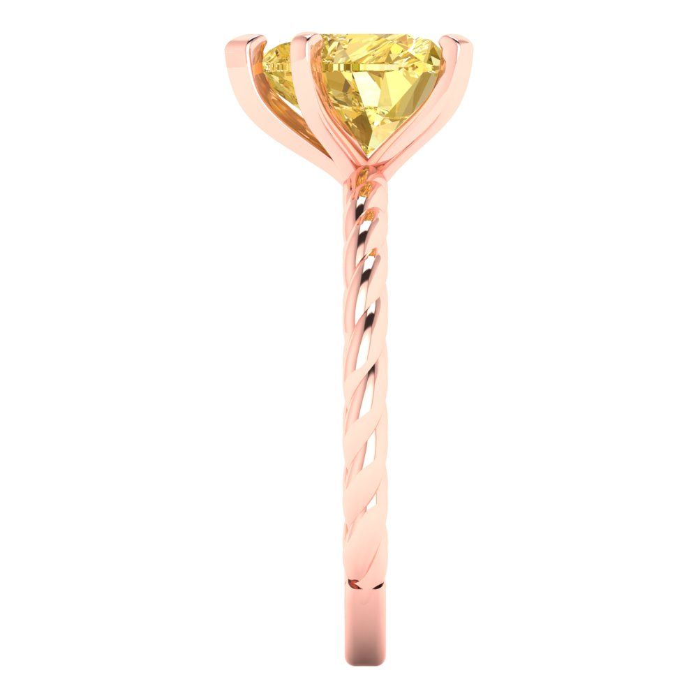 2 cttw Zirconia Simulated Yellow Diamond Solitaire  Engagement Ring - Solid Rose Gold (VVS1, Heart Cut,8.0mm)