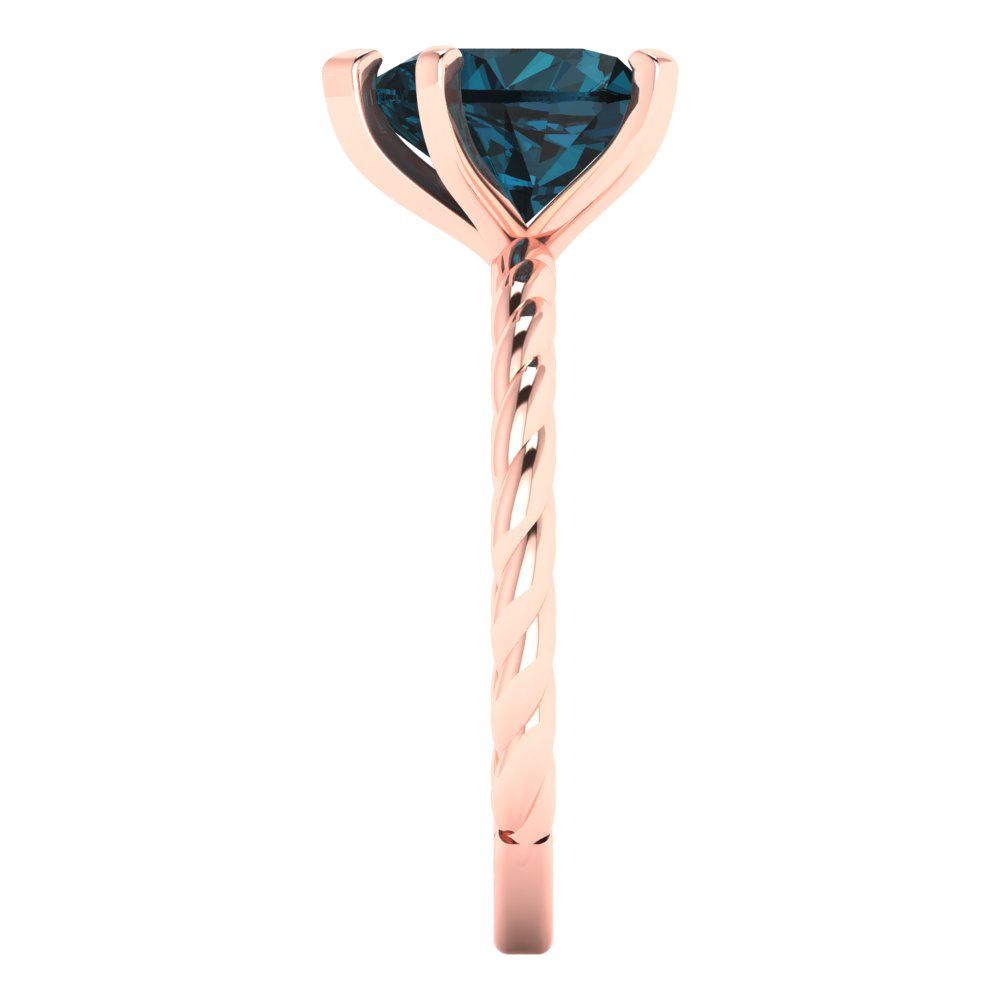 2 cttw Natural London Blue Topaz Solitaire  Engagement Ring - Solid Rose Gold (VVS1, Heart Cut,8.0mm)