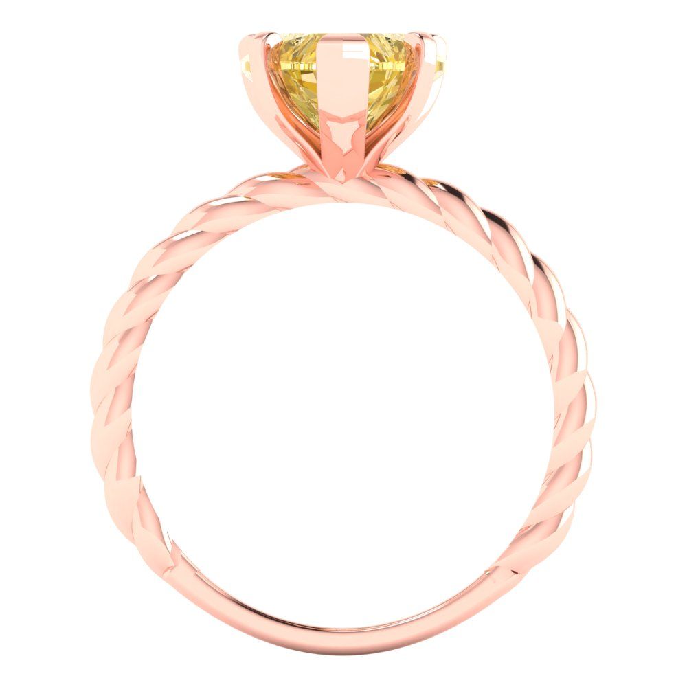2 cttw Zirconia Simulated Yellow Diamond Solitaire  Engagement Ring - Solid Rose Gold (VVS1, Heart Cut,8.0mm)