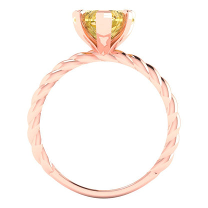 2 cttw Zirconia Simulated Yellow Diamond Solitaire  Engagement Ring - Solid Rose Gold (VVS1, Heart Cut,8.0mm)