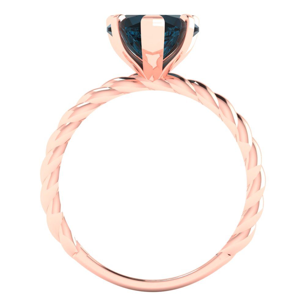 2 cttw Natural London Blue Topaz Solitaire  Engagement Ring - Solid Rose Gold (VVS1, Heart Cut,8.0mm)