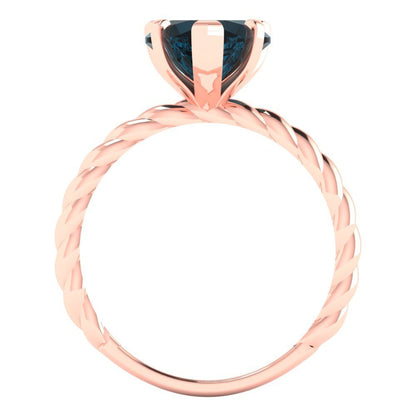 2 cttw Natural London Blue Topaz Solitaire  Engagement Ring - Solid Rose Gold (VVS1, Heart Cut,8.0mm)