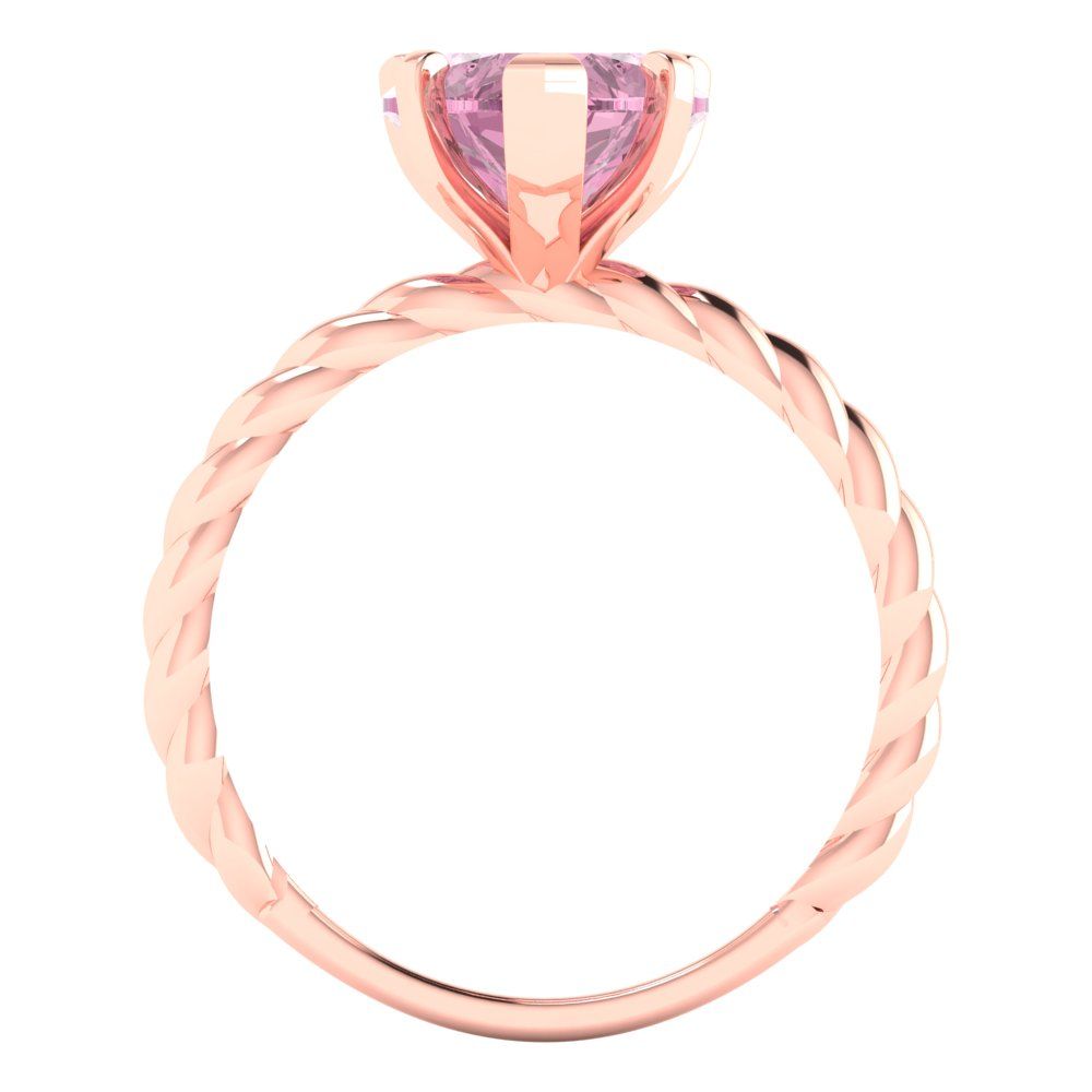 2 cttw Zirconia Simulated Pink Diamond Solitaire  Engagement Ring - Solid Rose Gold (VVS1, Heart Cut,8.0mm)