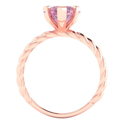 2 cttw Zirconia Simulated Pink Diamond Solitaire  Engagement Ring - Solid Rose Gold (VVS1, Heart Cut,8.0mm)