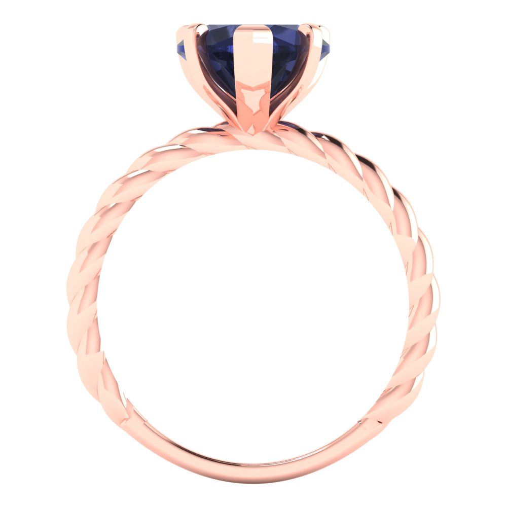 2 cttw Simulated Blue Sapphire Solitaire  Engagement Ring - Solid Rose Gold (VVS1, Heart Cut,8.0mm)