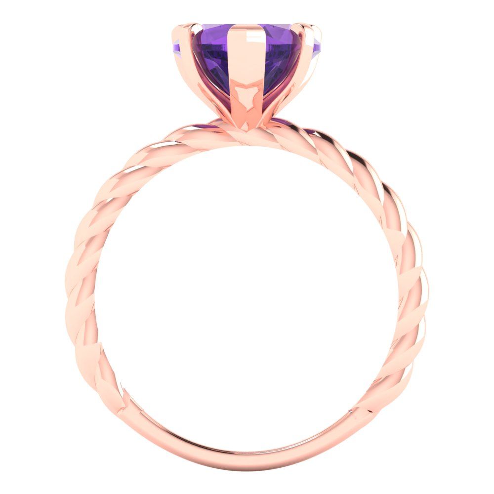 2 cttw Natural Amethyst Solitaire  Engagement Ring - Solid Gold (Heart Cut,8.0mm)