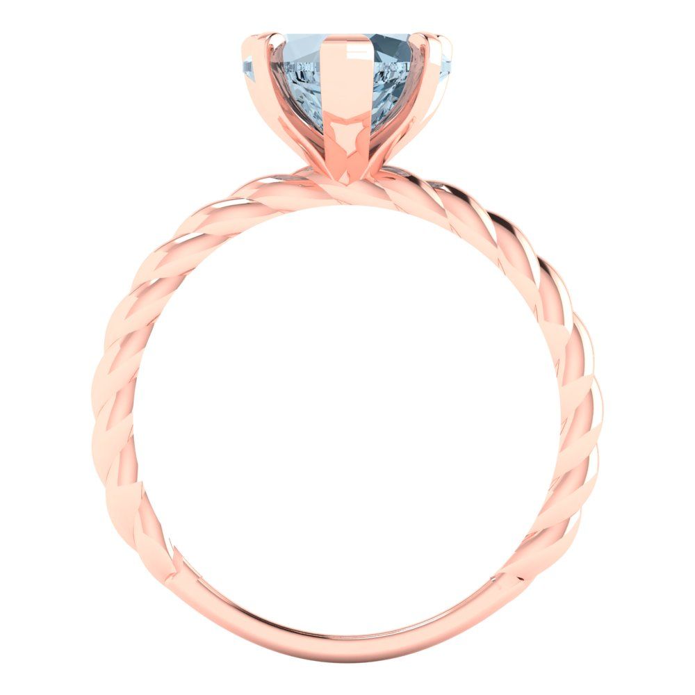 2 cttw Zirconia Simulated Blue Diamond Solitaire  Engagement Ring - Solid Rose Gold (VVS1, Heart Cut,8.0mm)