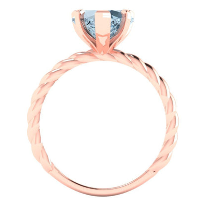 2 cttw Zirconia Simulated Blue Diamond Solitaire  Engagement Ring - Solid Rose Gold (VVS1, Heart Cut,8.0mm)