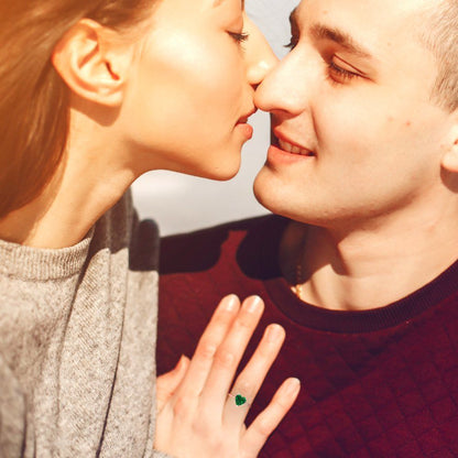 2 cttw Simulated Emerald Solitaire  Engagement Ring - Solid Gold (Heart Cut,8.0mm)