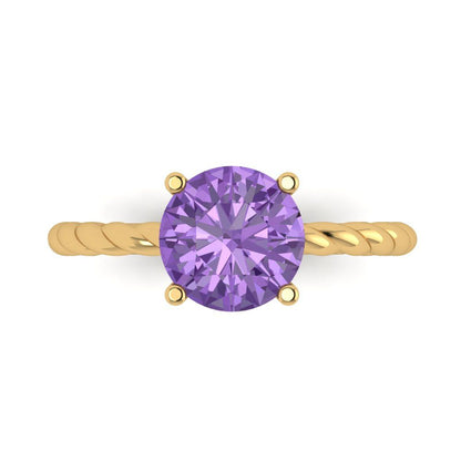 2 cttw Simulated Alexandrite Solitaire  Engagement Ring - Solid Gold (Round Cut,8.0mm)