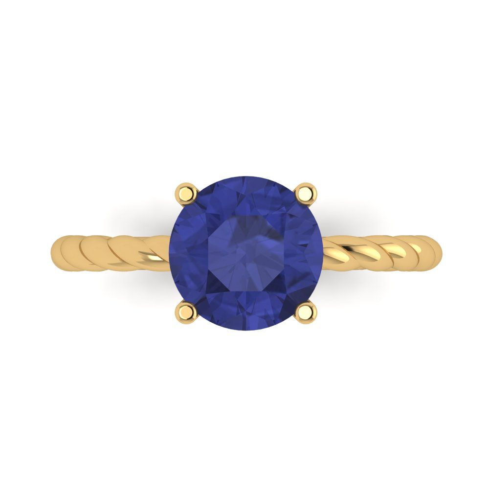 2 cttw Simulated Tanzanite Solitaire  Engagement Ring - Solid Gold (Round Cut,8.0mm)