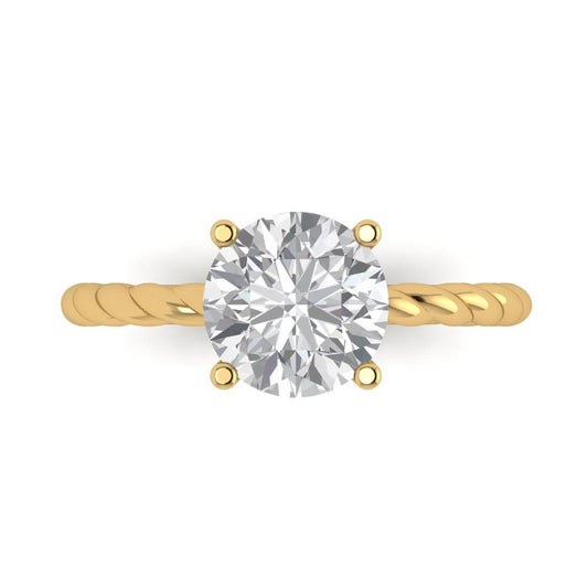 2 cttw White Sapphire Solitaire  Engagement Ring - Solid Yellow Gold (VVS1, Round Cut,8.0mm)