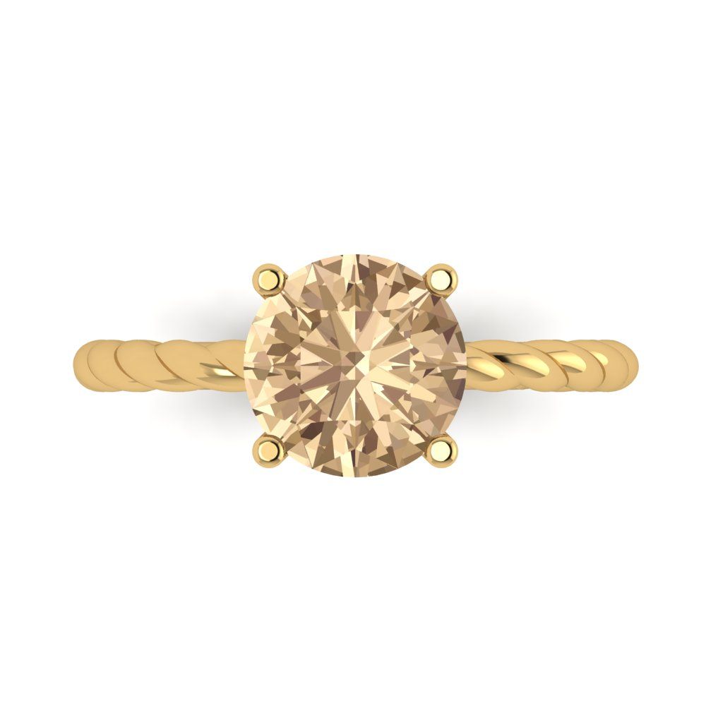 2 cttw Yellow Moissanite Solitaire  Engagement Ring - Solid Gold (Round Cut,8.0mm)