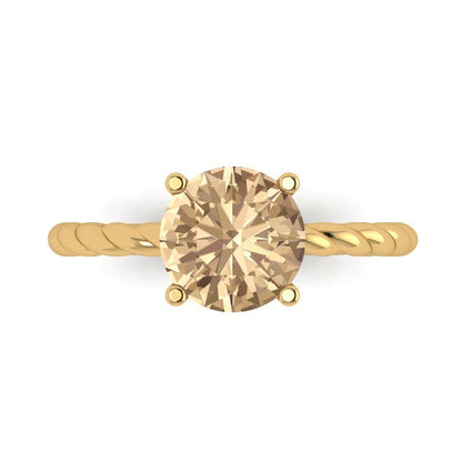 2 cttw Yellow Moissanite Solitaire  Engagement Ring - Solid Gold (Round Cut,8.0mm)