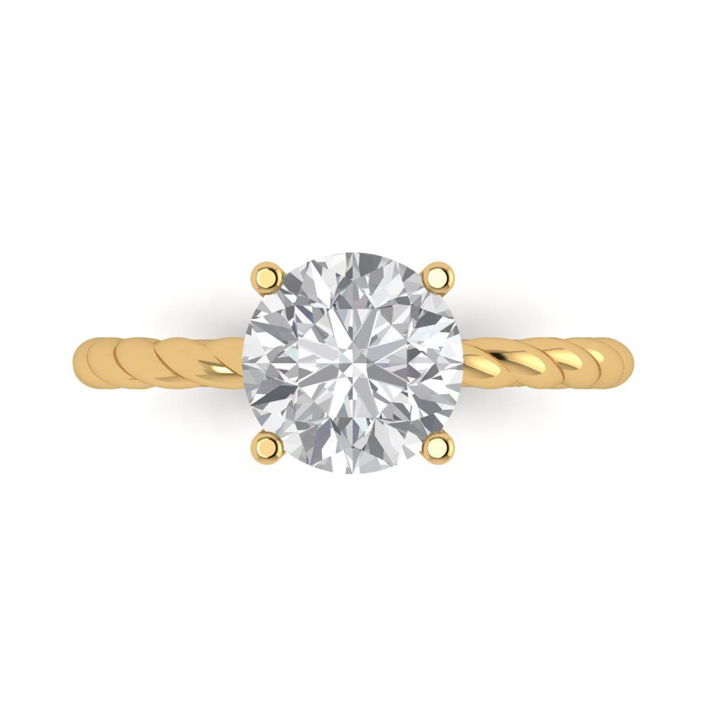 2 cttw Certified Moissanite Solitaire  Engagement Ring - Solid Gold (VVS1, D-F,Round Cut,8.0mm)