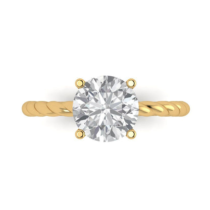 2 cttw Certified Moissanite Solitaire  Engagement Ring - Solid Gold (VVS1, D-F,Round Cut,8.0mm)