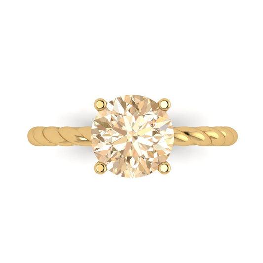 2 cttw Natural Morganite Solitaire  Engagement Ring - Solid Yellow Gold (VVS1, Round Cut,8.0mm)