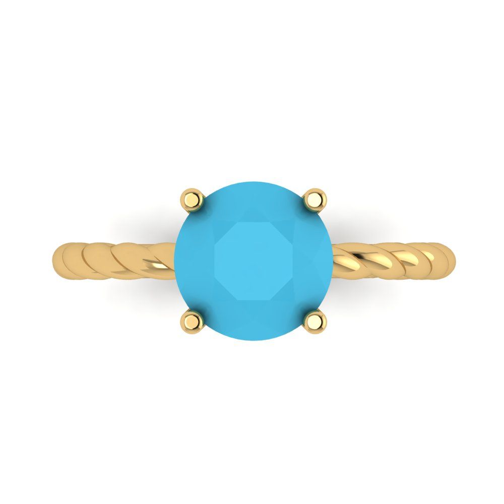 2 cttw Simulated Turquoise Solitaire  Engagement Ring - Solid Gold (Round Cut,8.0mm)