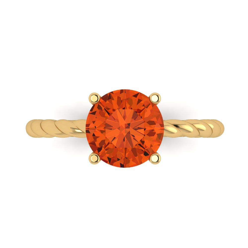 2 cttw Zirconia Simulated Red Diamond Solitaire  Engagement Ring - Solid Gold (VVS1, Round Cut,8.0mm)