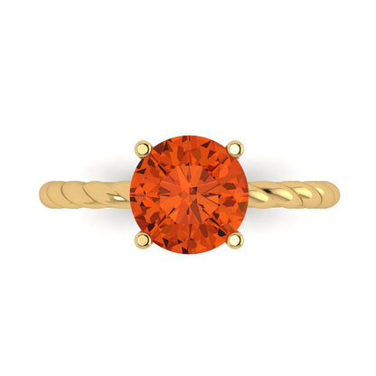 2 cttw Zirconia Simulated Red Diamond Solitaire  Engagement Ring - Solid Gold (VVS1, Round Cut,8.0mm)