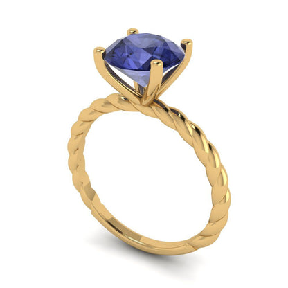 2 cttw Simulated Tanzanite Solitaire  Engagement Ring - Solid Gold (Round Cut,8.0mm)