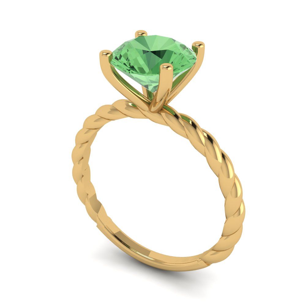 2 cttw Zirconia Simulated Green Diamond Solitaire  Engagement Ring - Solid Gold (VVS1, Round Cut,8.0mm)