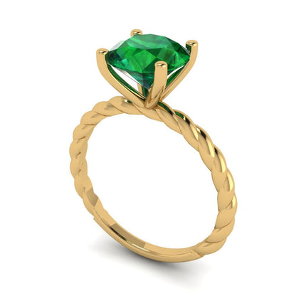 2 cttw Simulated Emerald Solitaire  Engagement Ring - Solid Gold (Round Cut,8.0mm)